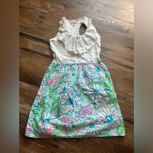 Lilly Pulitzer S Sandbar Blue Splish Splash White Ruffle Tank Dress Sundress
